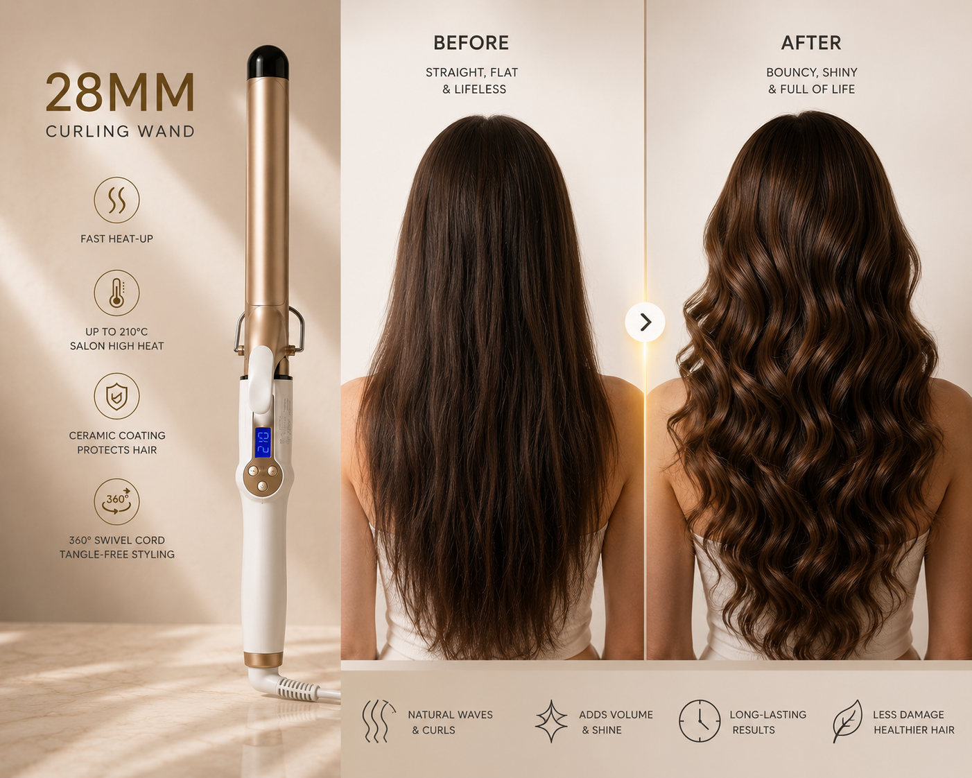 Large Curl Electric Curling Iron